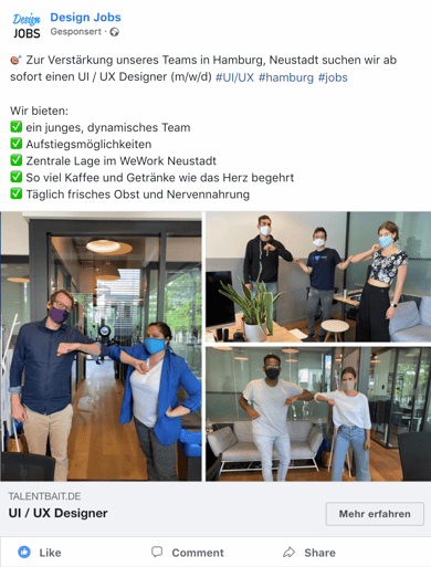 Beispielanzeige Social Media Recruiting