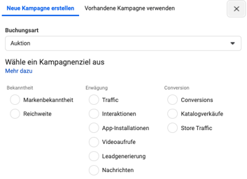 Facebook Kampagne einstellen