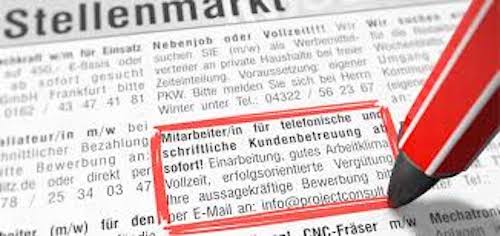 Stellenanzeige früher und heute